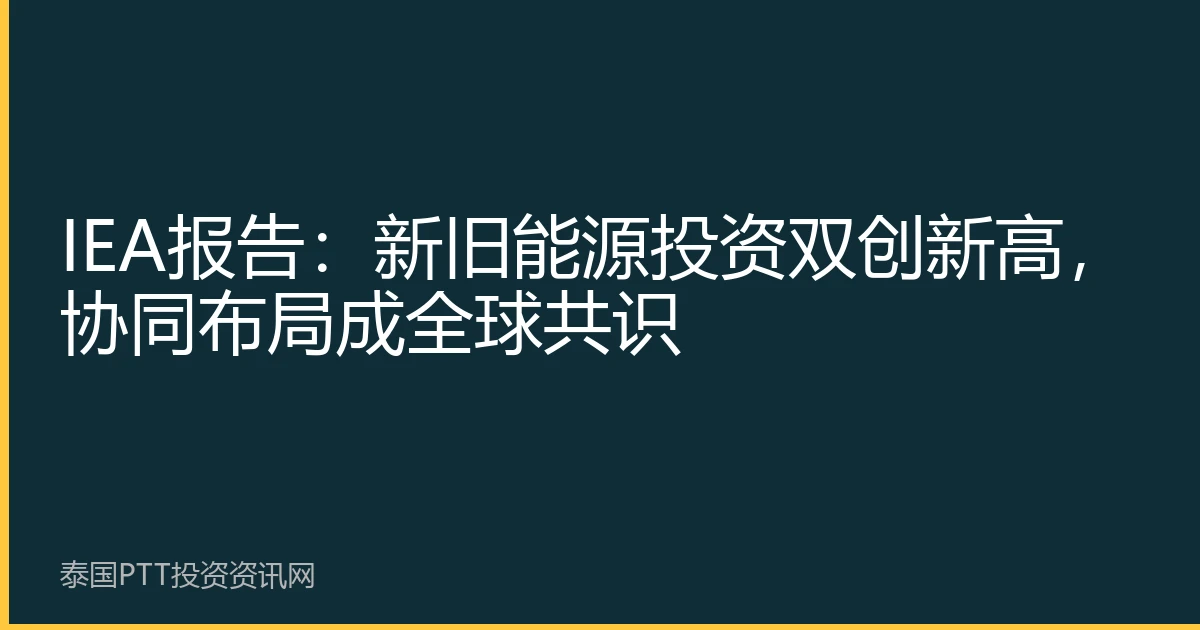 IEA报告：新旧能源投资双创新高，协同布局成全球共识